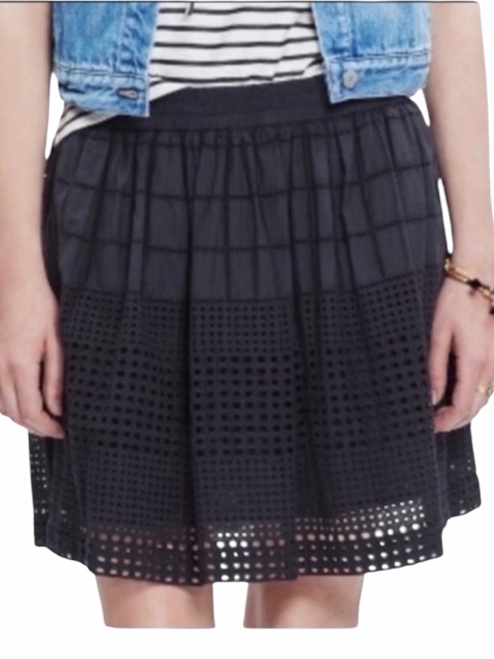 MADEWELL eyelet mini skirt S black